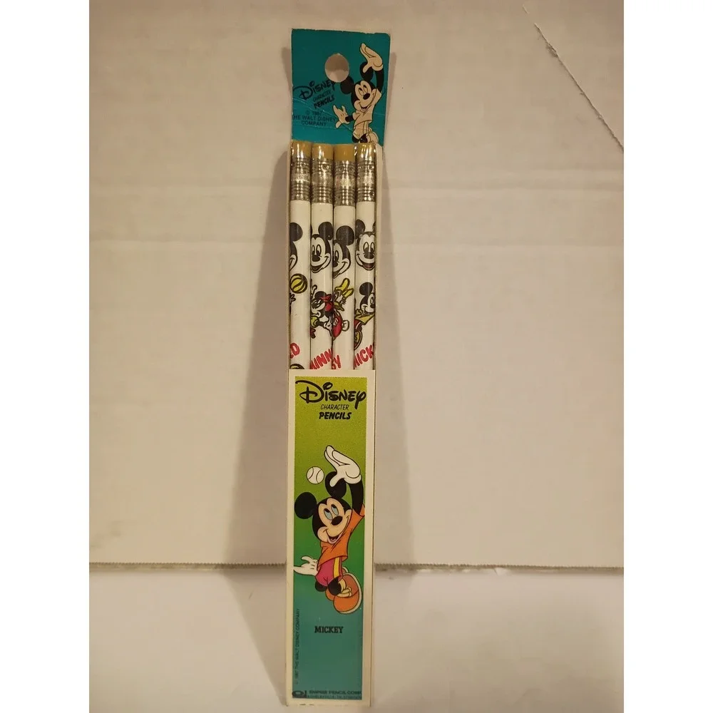 Vintage 1987 Disney Character Pencils 4 Pack Mickey Minnie Donald Empire Pencil